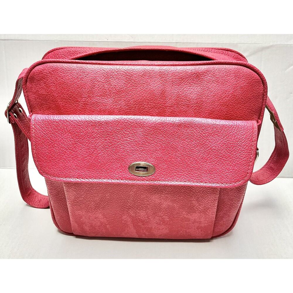 Vtg Royal Traveller Medalist Bag Red Carry On Key 60s Pink Inside Clean 12.5x13